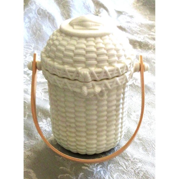 PartyLite Nantucket Basket Weave Seashell Tea Light Holder w/Handle Mint Cond. - Picture 5 of 7